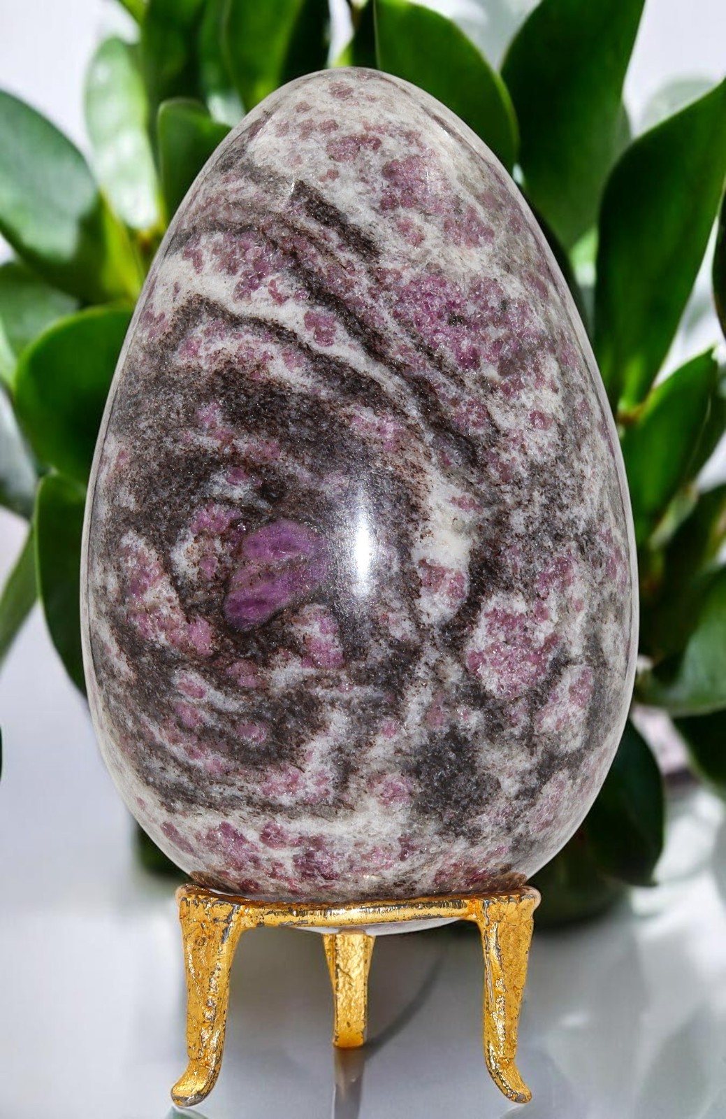 125mm Pink Ruby Corundom Crystal Chakra Healing Collectible Stone Gift Egg