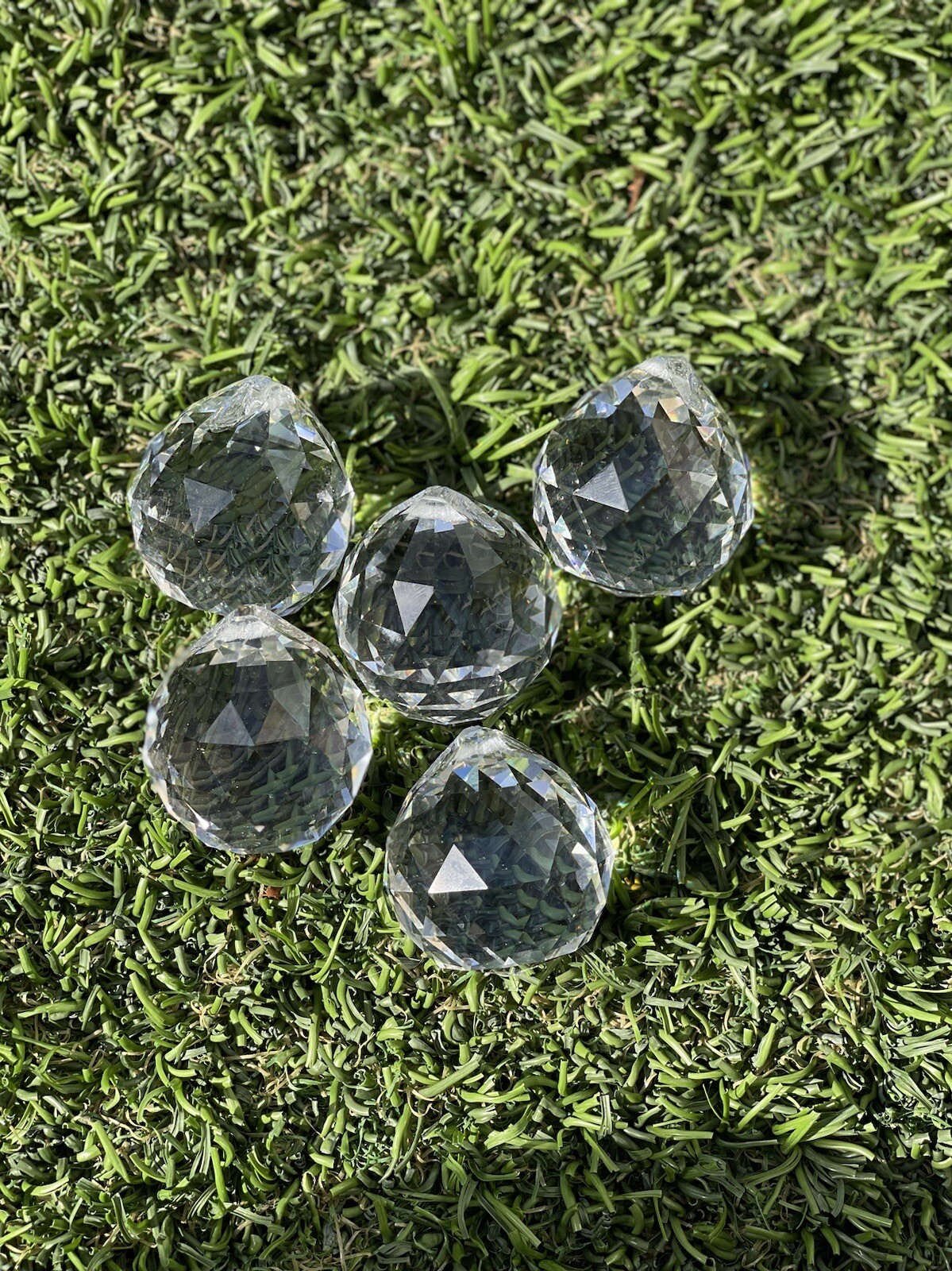 CRYSTAL BALL Clear Faceted Sphere Sun Catcher Rainbow Prism 40mm / 1.5 In