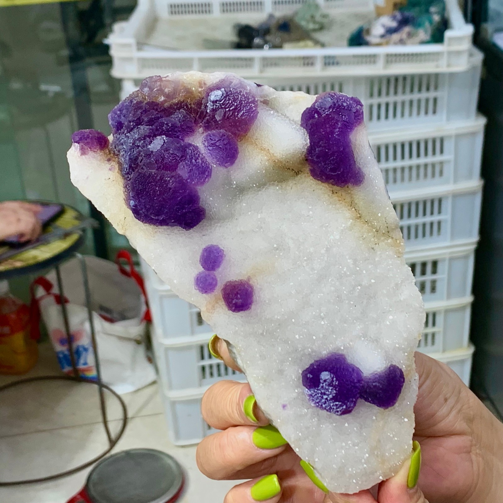 1.68LB Natural Purple fluorite spherical mineral crystal sample/Chengde, Hebei