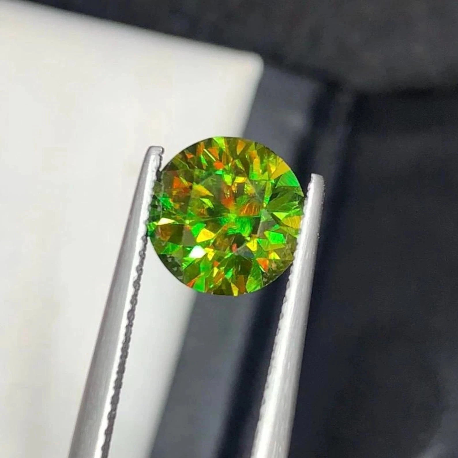 5.20 Ct+ Natural Full Fire Sphene Titanite Round Cut Certified Loose Gemstone
