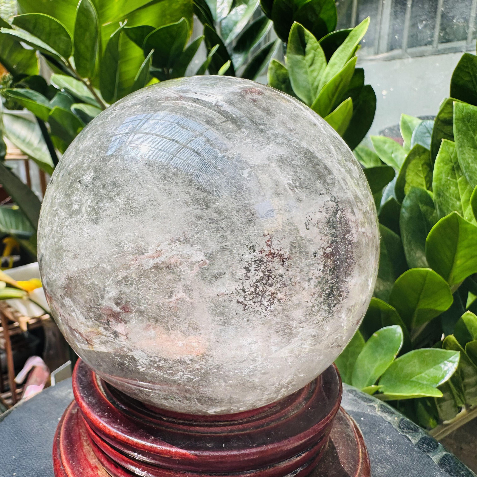 3.87LB Rare Natural Green Ghost phantom quart ball carved crystal sphere reiki