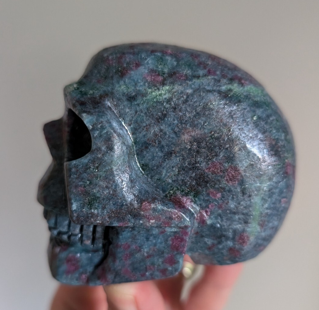 Ruby Kyanite Skull Crystal Large Big Gemstone Coated Reiki Chakra