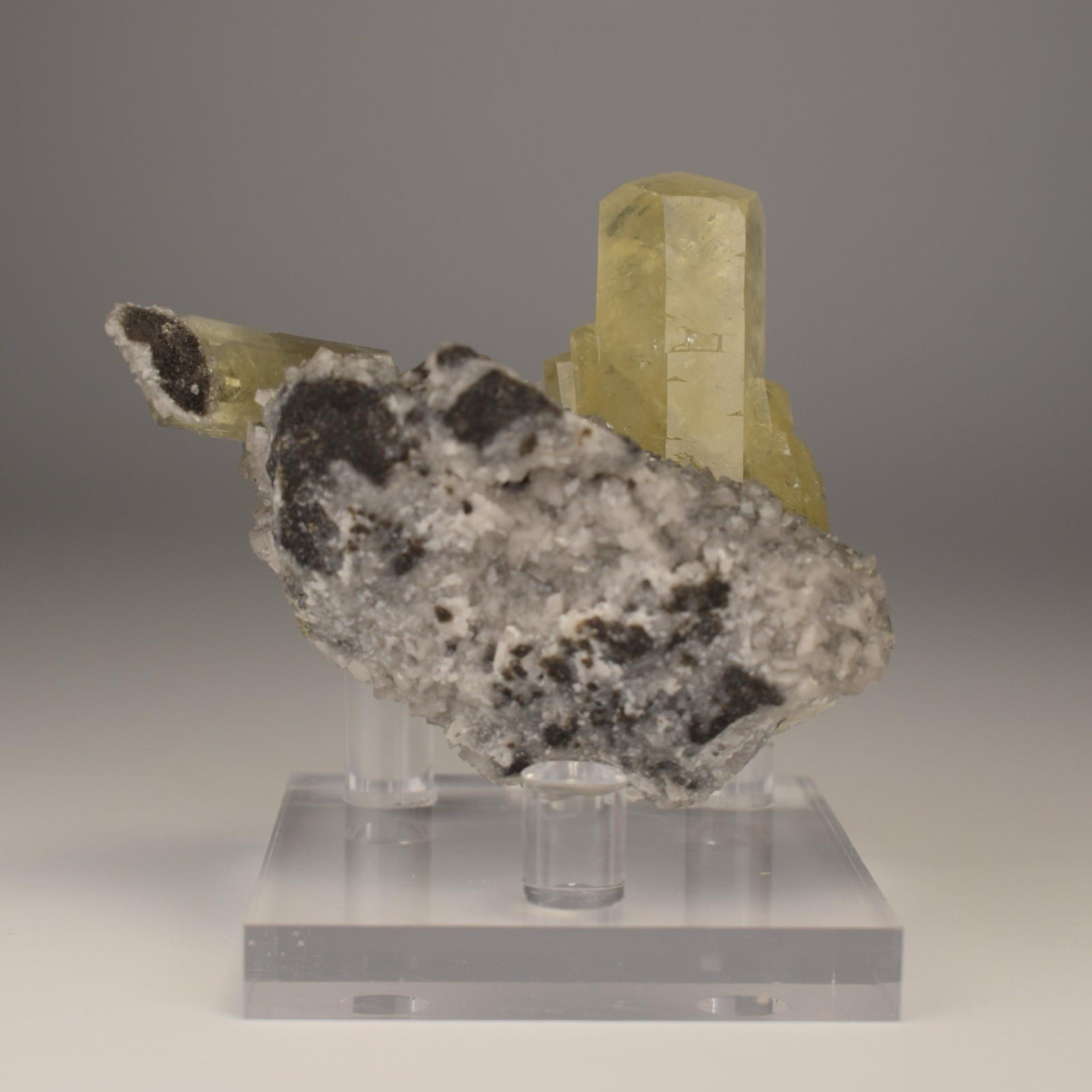 Yellow Calcite Crystal On Dolomite, FLETCHER MINE, REYNOLDS COUNTY, MISSOURI