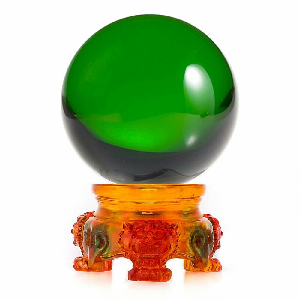 3in (80mm) Crystal Ball with Rainbow Lion Stand 10 colors to choose from