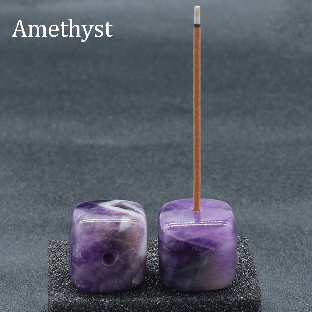 20mm 1PC Natural Crystal Stone Cube Square Incense Burner Stick Holder Base Yoga