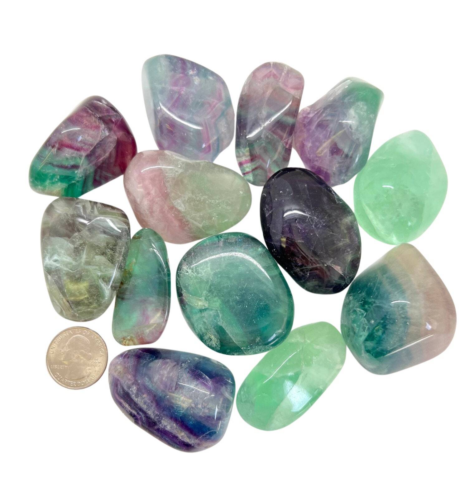 Rainbow Fluorite Tumbled Stone – Polished Natural Fluorite Crystal