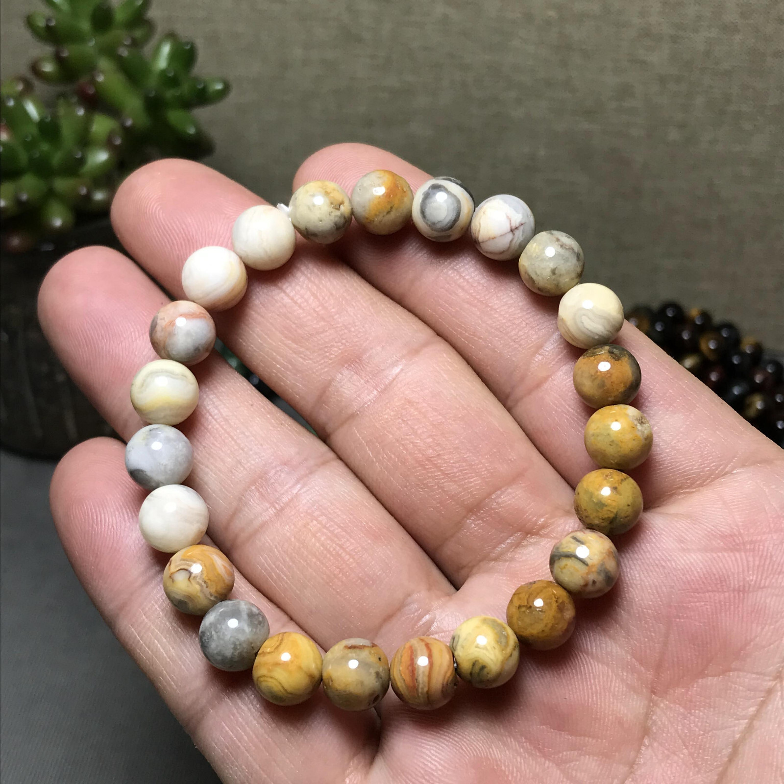 10Pcs Wholesal Natural Crazy agate bracelets Crystal ball sphere 8mm
