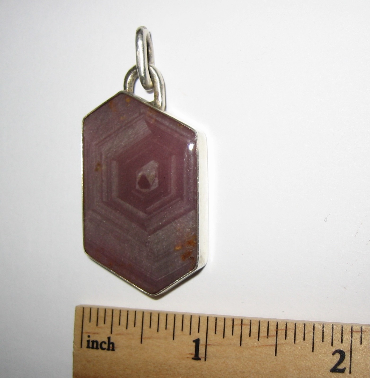 36mm x 22mm RUBY CRYSTAL STONE MINERAL SILVER PENDANT TANZANIA W/ RESIN COATING