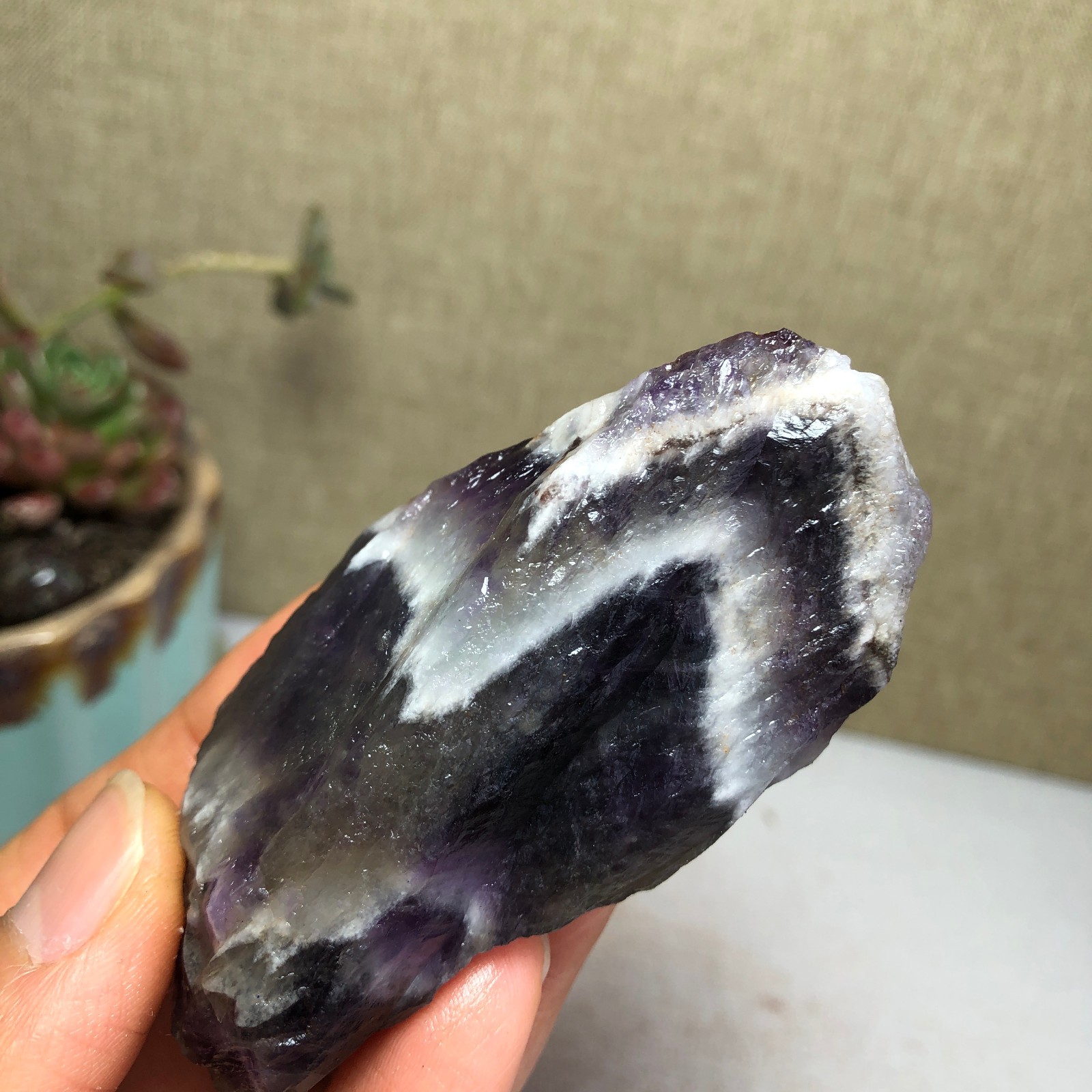 74mm Natural Dream Amethyst gemstone rough Crystal uncut specimens 105g A3818