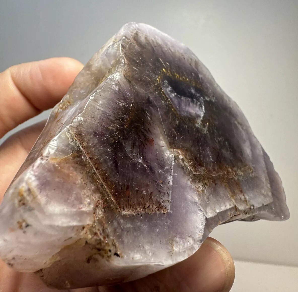 Auralite 23 Boreal Chevron Amethyst Crystal With Polished Face