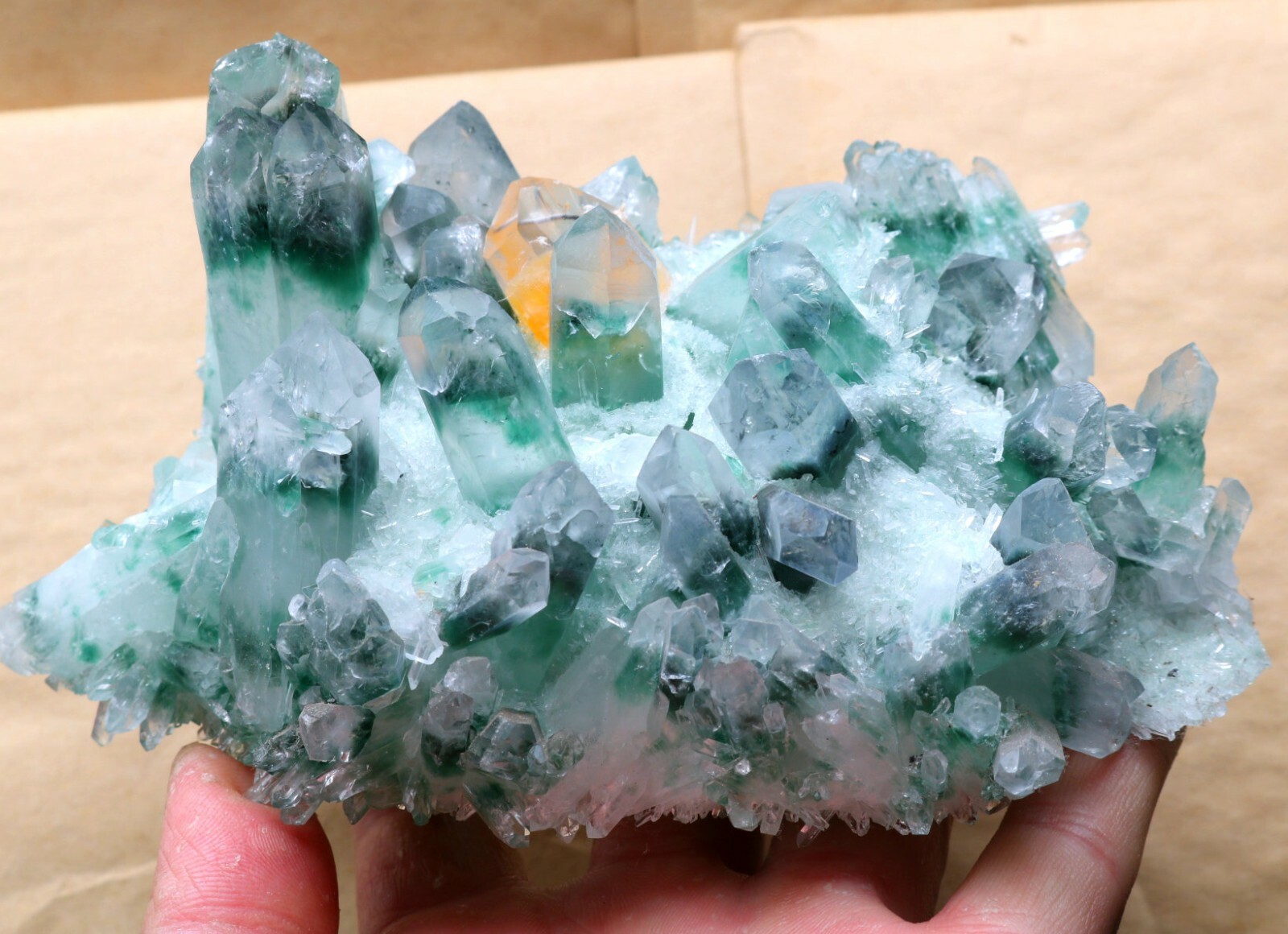 1025.9g New discovery green ghost Yellow crystal clusters of mineral samples