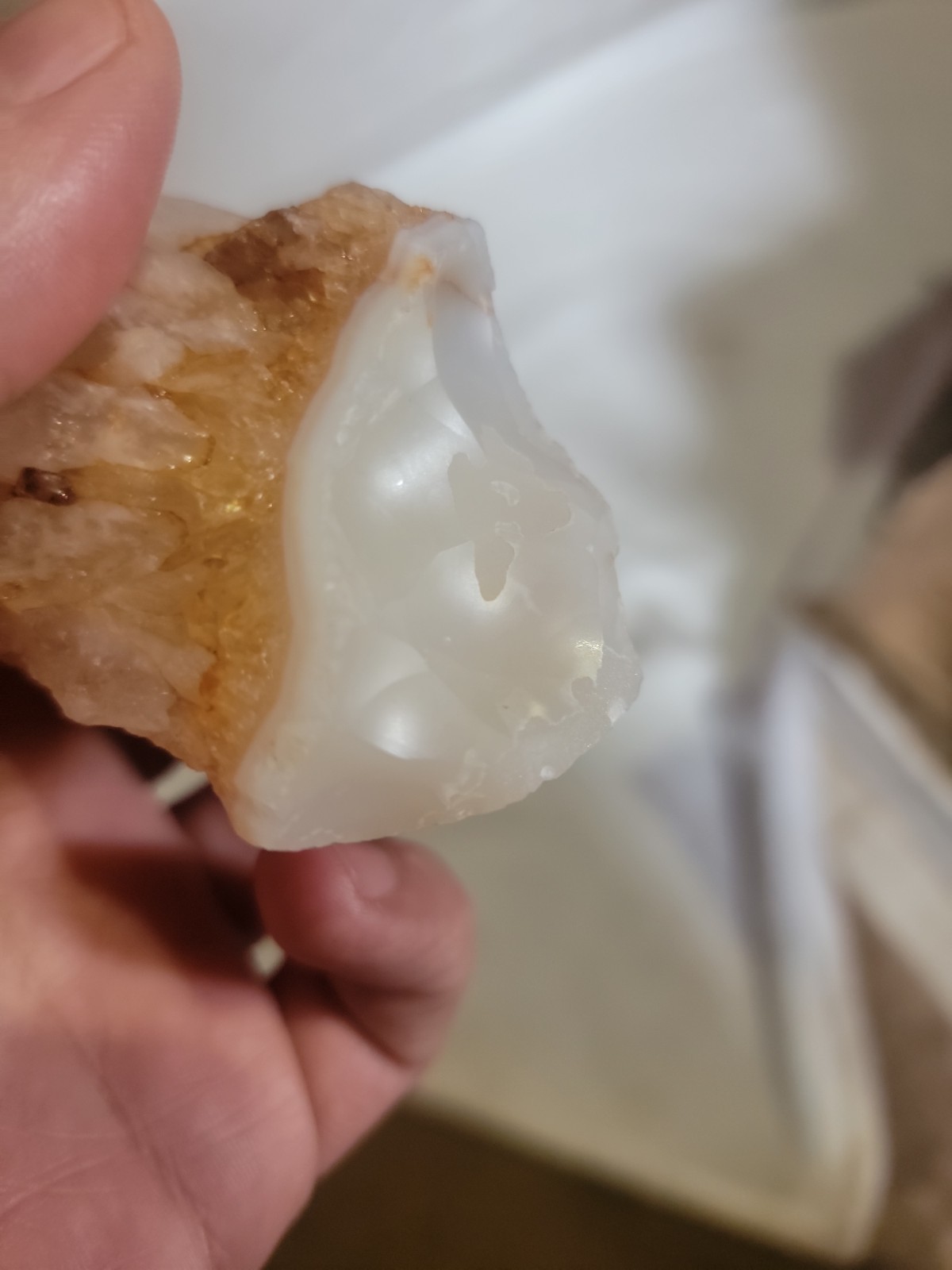 Arizona Quartz Formation Specimen with Banded Bottom 8.4 oz Natural Cool Piece