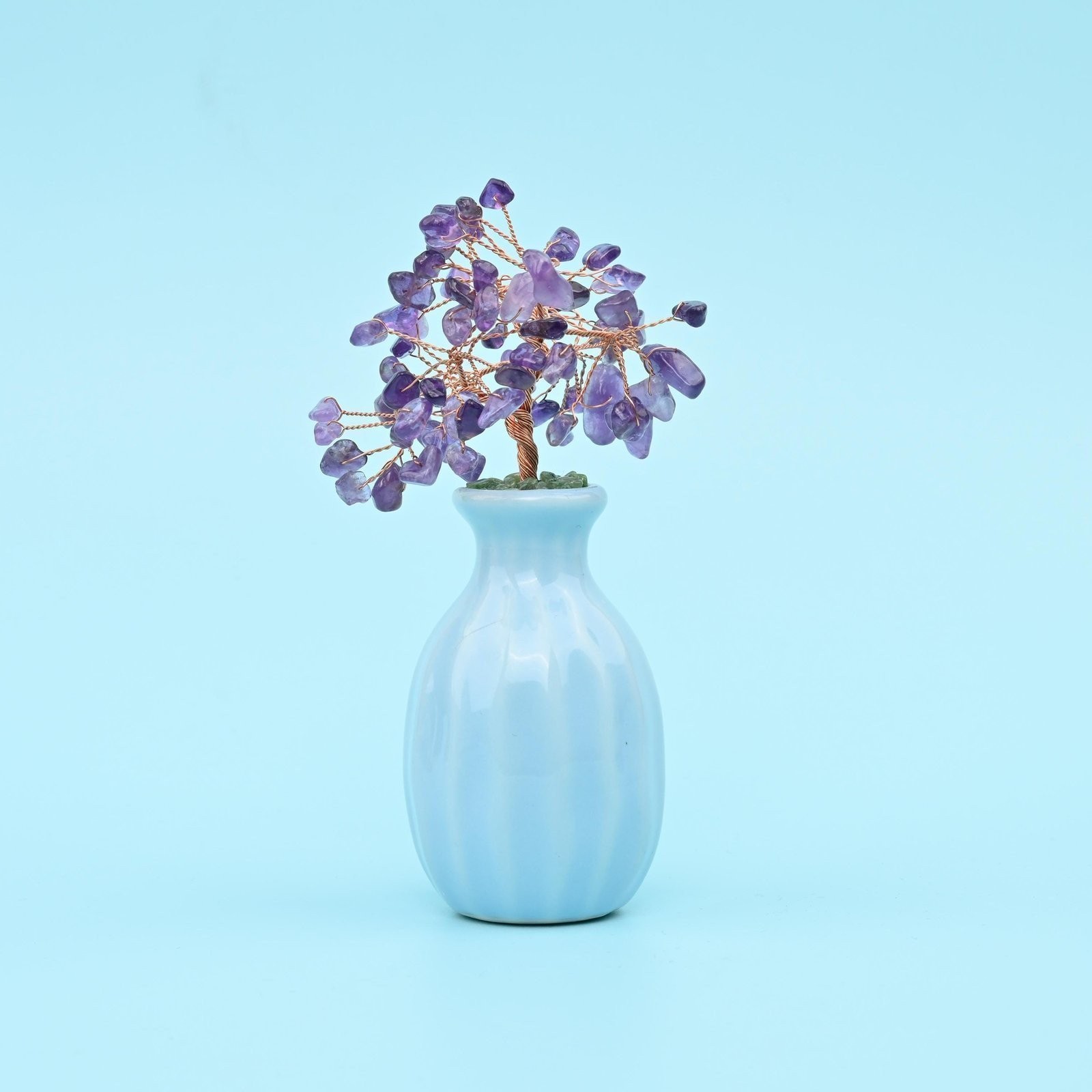 5 Inch Small Blue Flower Vase Gemstone Tree