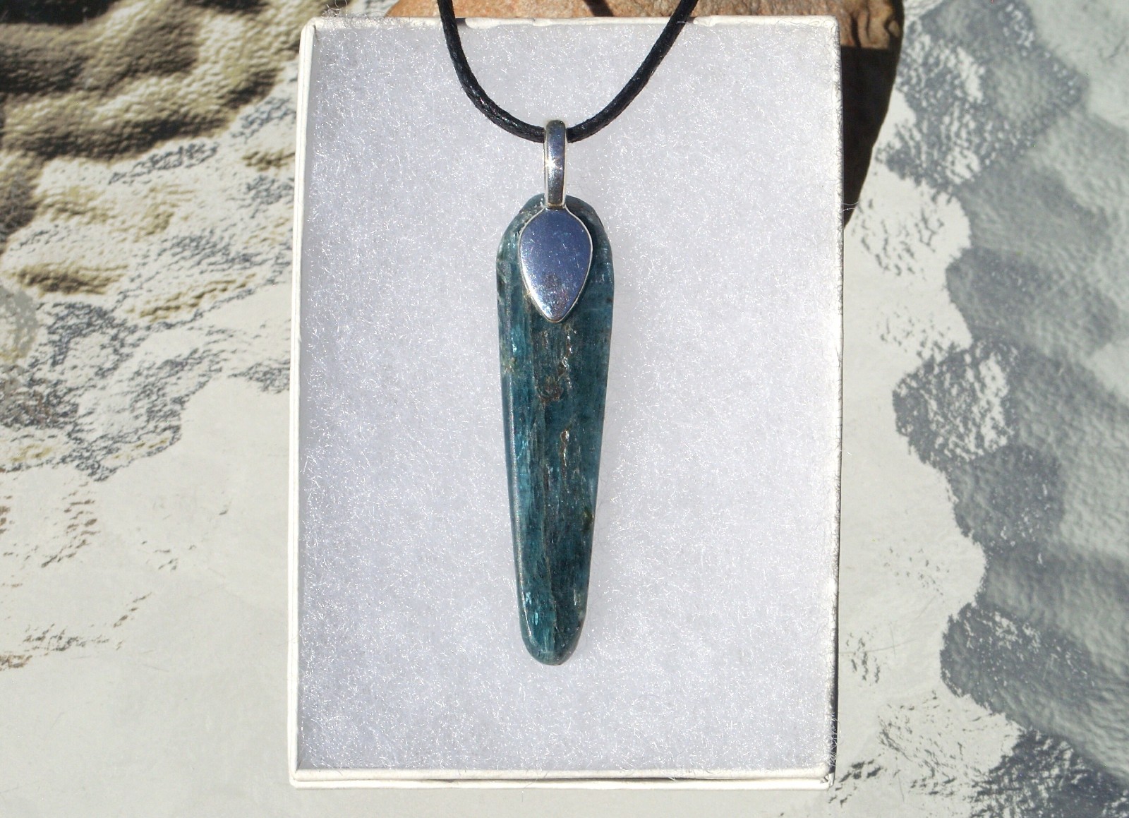 Blue Kyanite Polished Free Form Gem Grade Stone Crystal Pendant Necklace