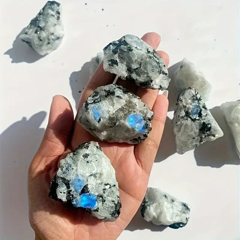 3Pcs Natural Raw Rough Moonstone Pocket Rocks Energy Crystal Mineral Specimens