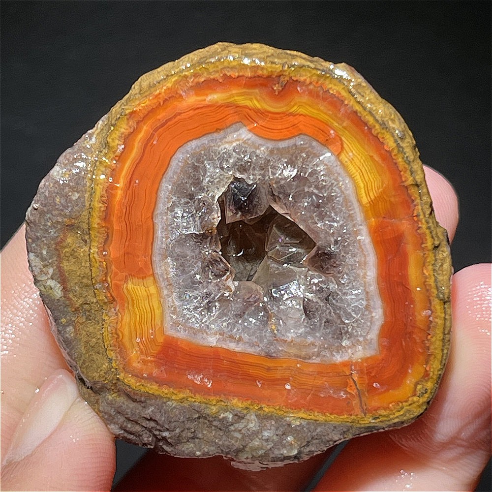 Natural half Rough Chinese Agate crystal geode Achat Nodule Hebei 54g D426