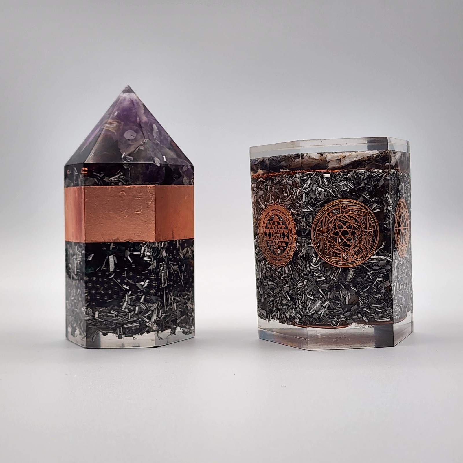 Orgonite Tower Set Crystal Energy Generators Hexagon Towers Reiki Meditation