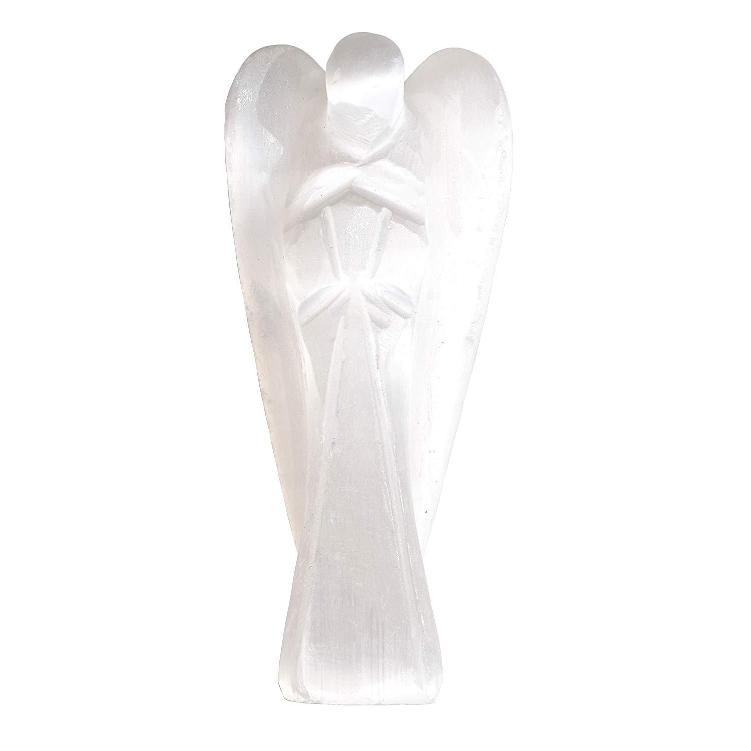CHARGED 2.25″ Selenite Angel Natural Crystal Hand-Carved Angel Peaceful Energy!