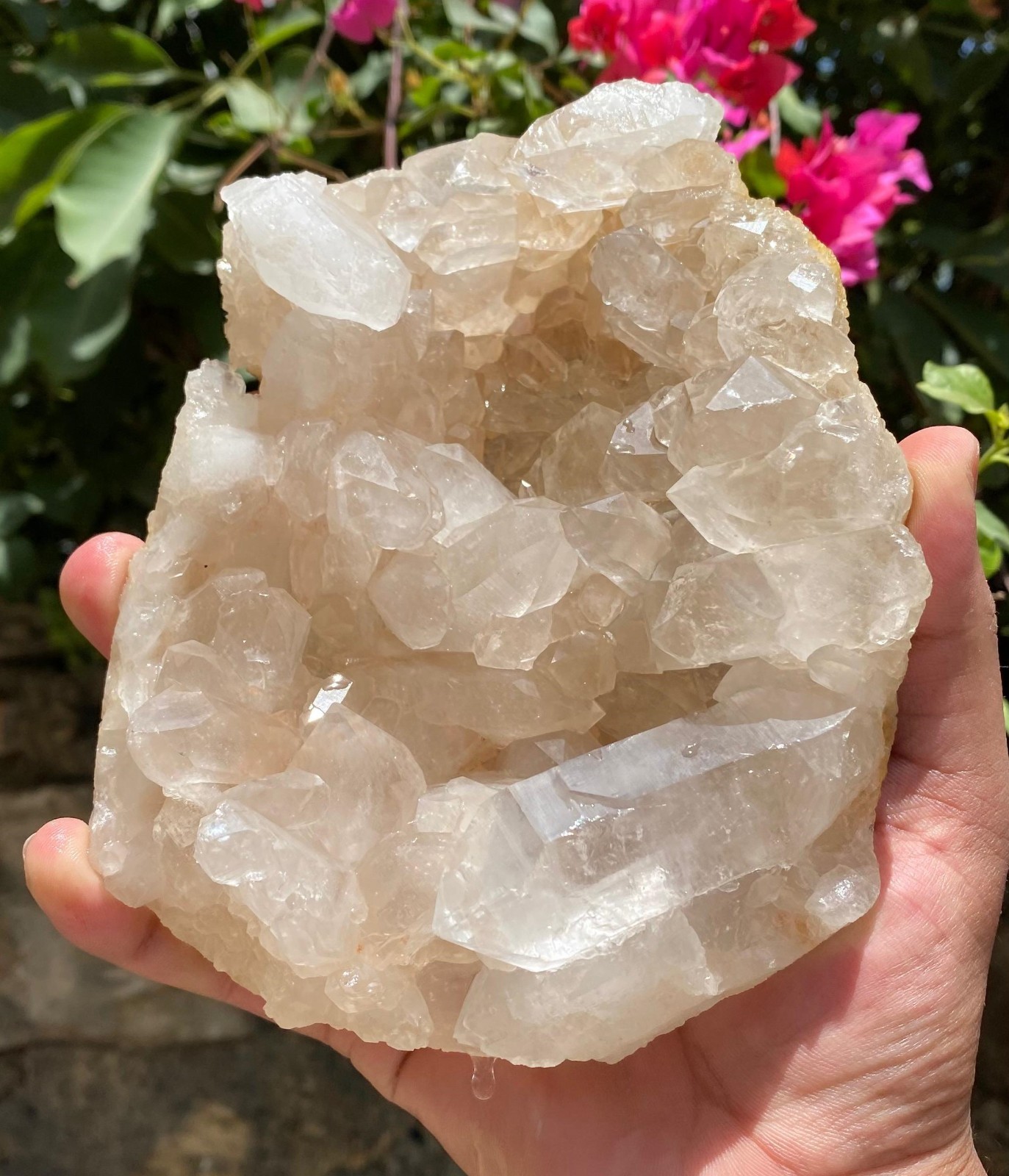 Natural Pink Samadhi Himalayan Quartz Crystal Cluster, High Grade, 2.48 lbs