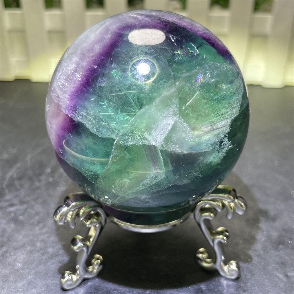 1.2LB 2.7″ Natural Rainbow Fluorite Sphere Magic Crystal Healing Ball Gemstone