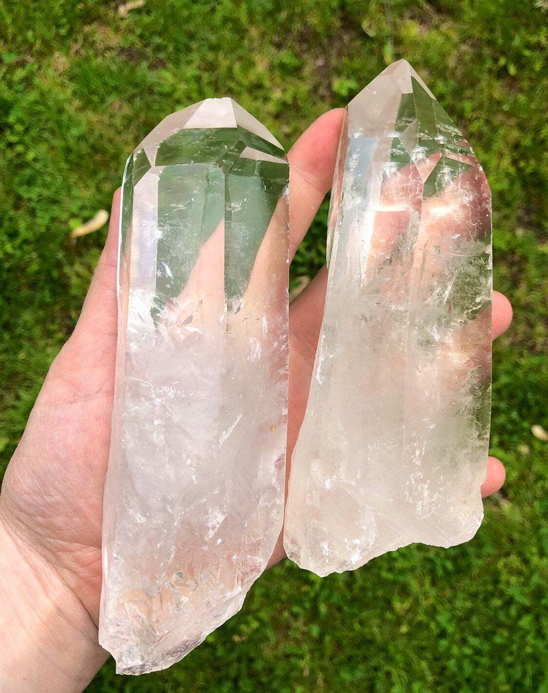 Raw Lemurian Quartz Crystal Point, Natural Lemurian Quartz from Brazil