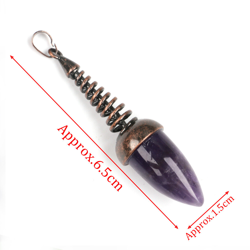 1pc Crystal Chakra Bullet Cone Pendants Quartz Gems Stone Metal Pendulum Dowsing