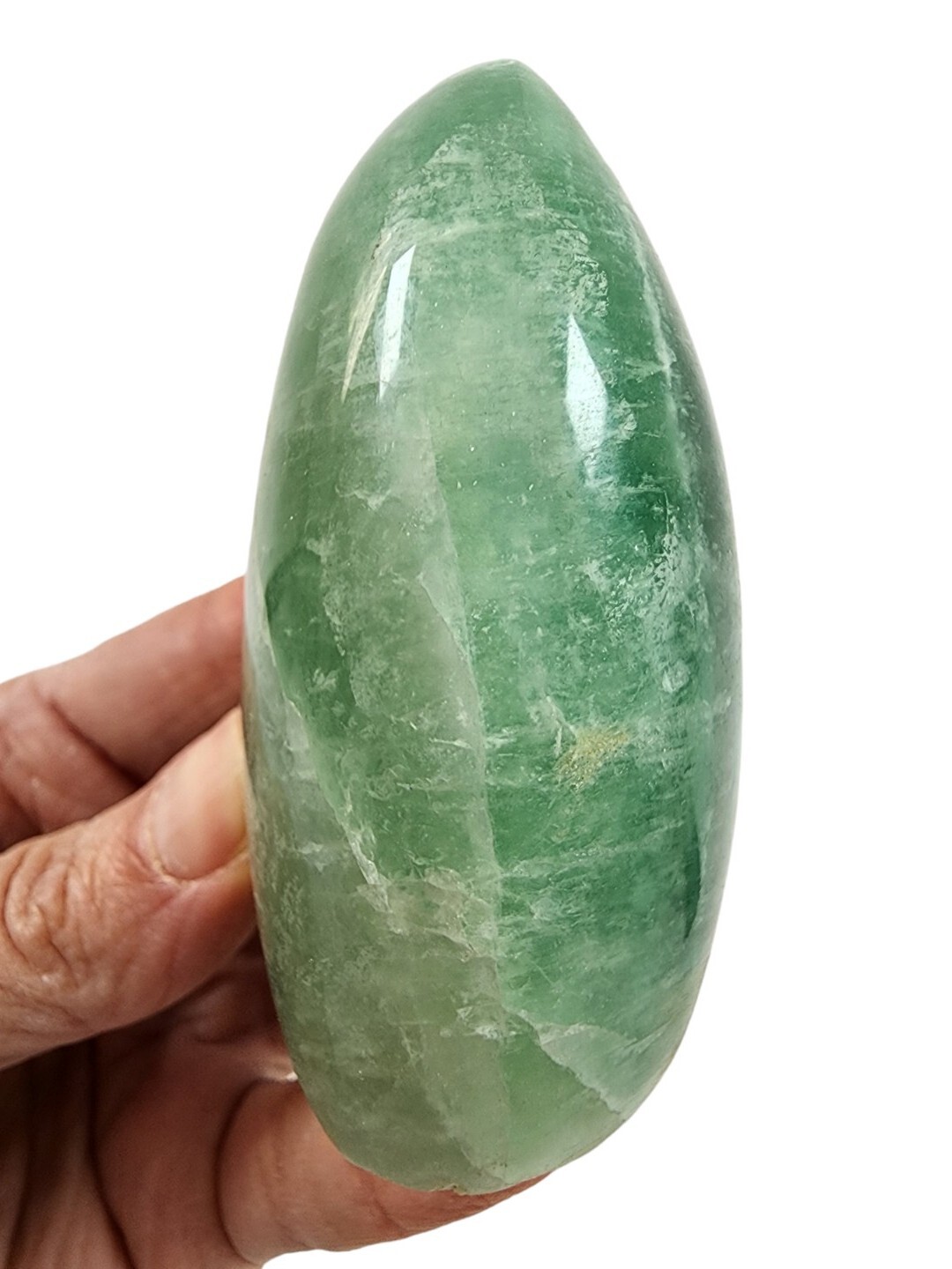 Green Fluorite Polished Freestand Madagascar 250 grams.
