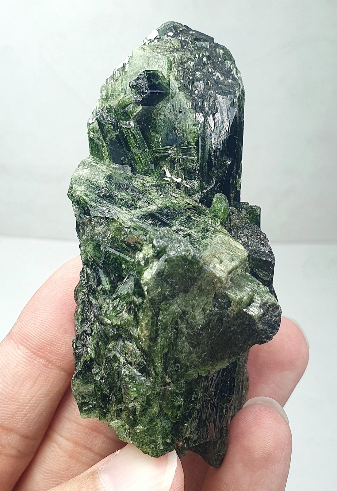 158-gm Chromium Rich Green Diopside Cluster Specimen from skardu, Pakistan.