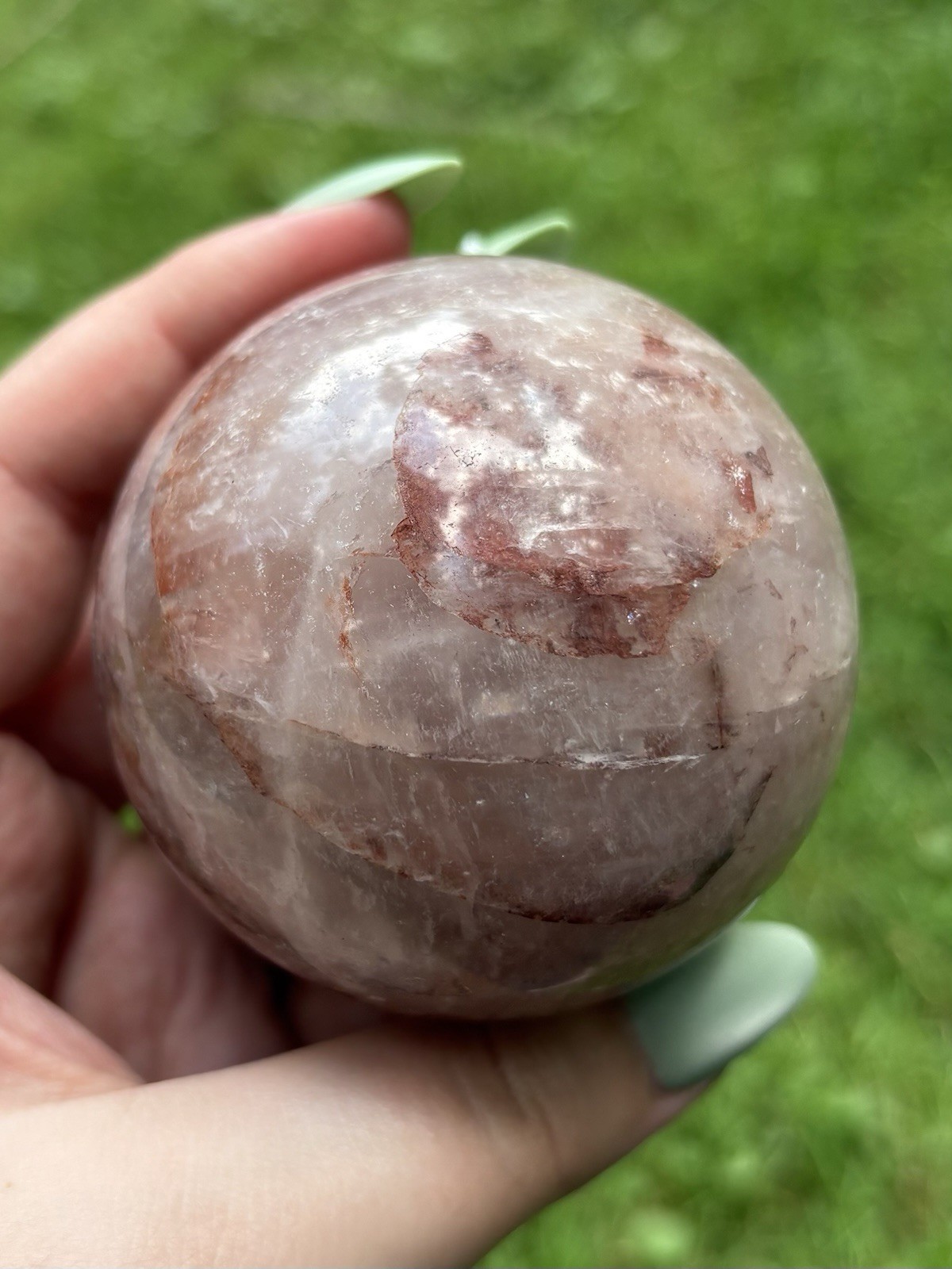 Large Red Hematoid Quartz Sphere- Natural 2.4” Hematoid Quartz Crystal Ball