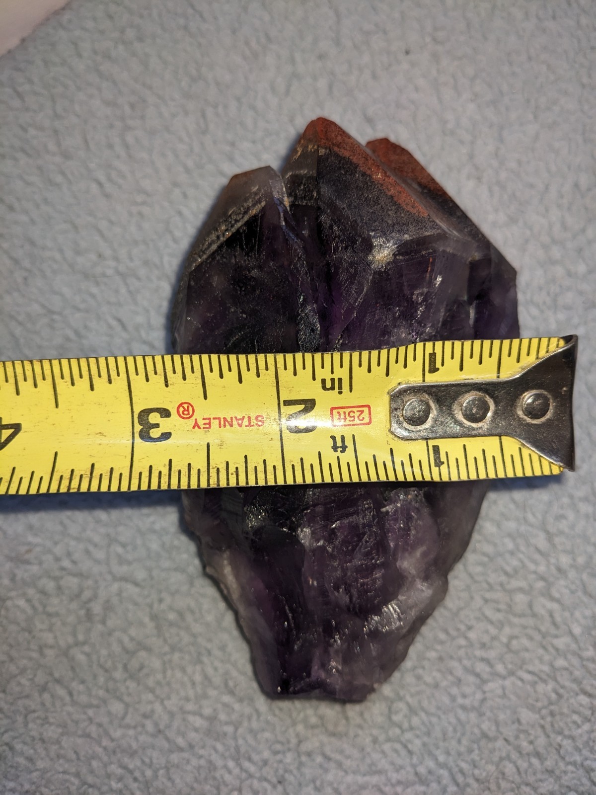 5″ Auralite 23 Red Hematite Cap Thunder Bay Amethyst Root. Quad Pointed.