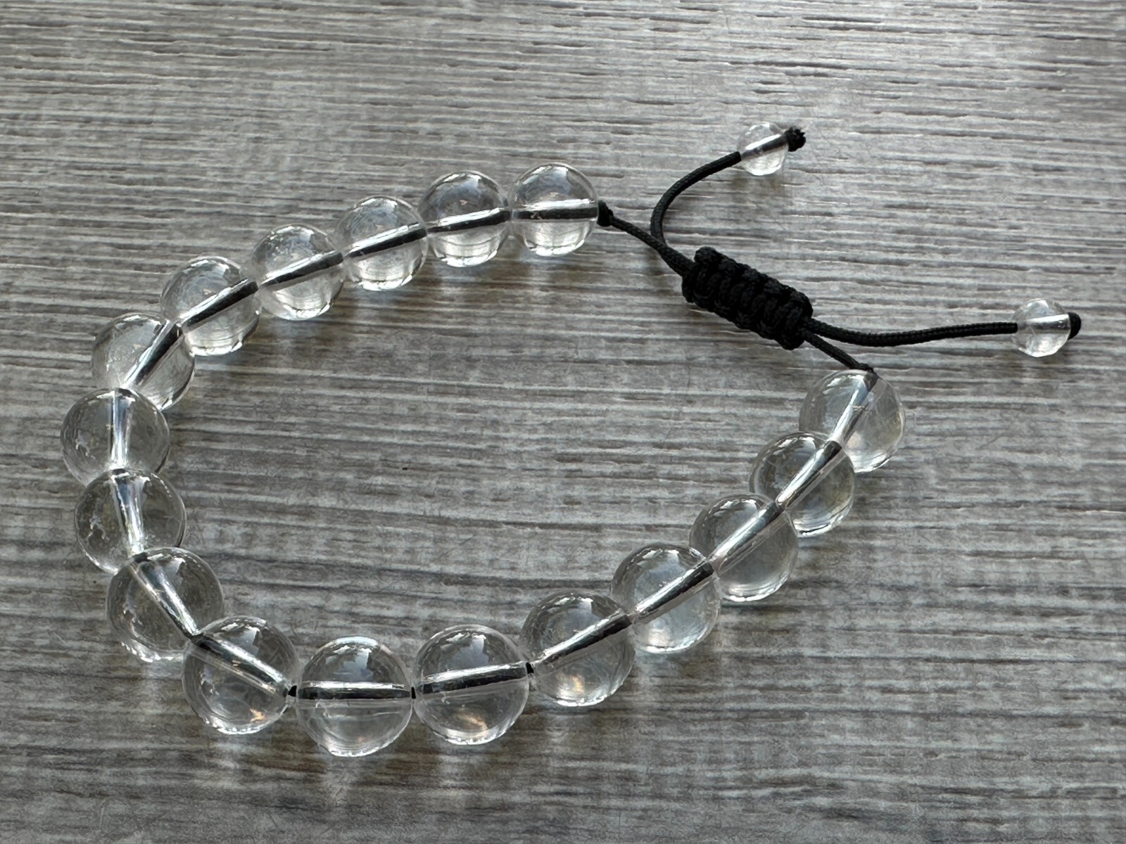 Grade A++ Clear Quartz Crystal Adjustable Bead Bracelet 10mm, Genuine Gemstone