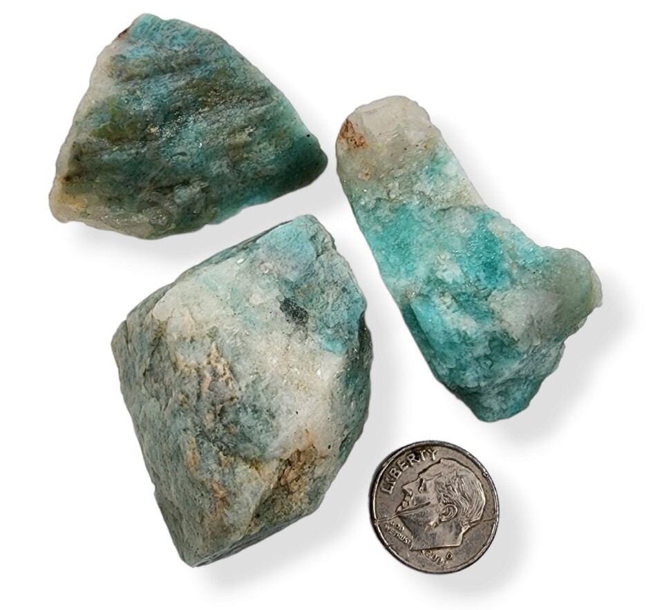 Amazonite in Quartz Crystal Natural Rough Stones Brazil 98 grams