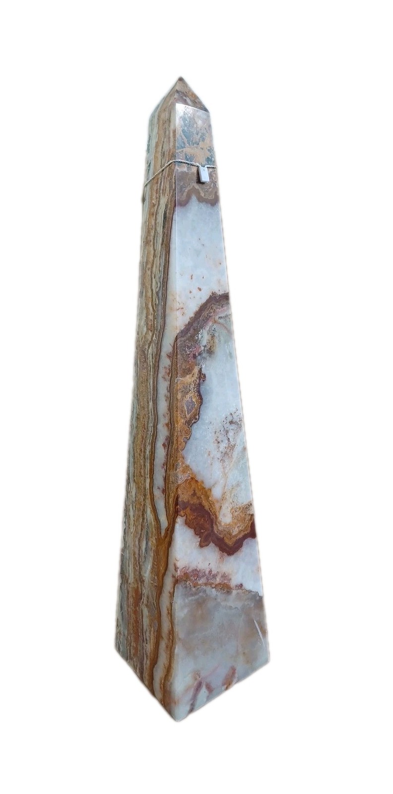 18″ Brown Multicolor Obelisk Handcrafted Organic Natural Stone Made In Pakistan