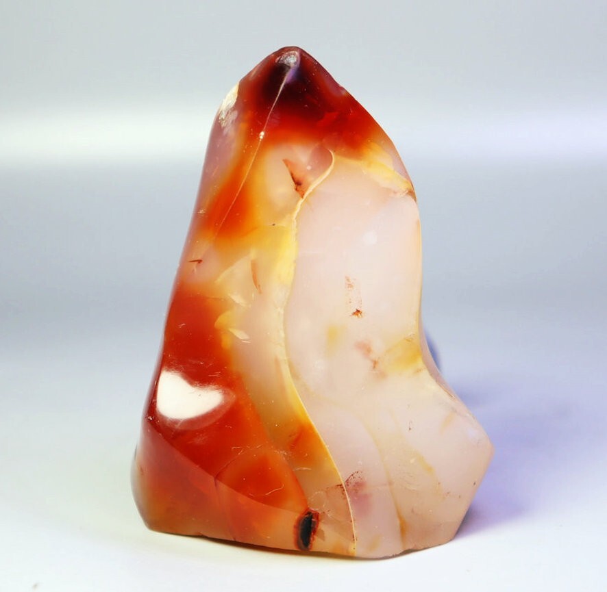 156g Natural Red Orange Carnelian Agate Quartz Crystal Flame Freeform Madagascar