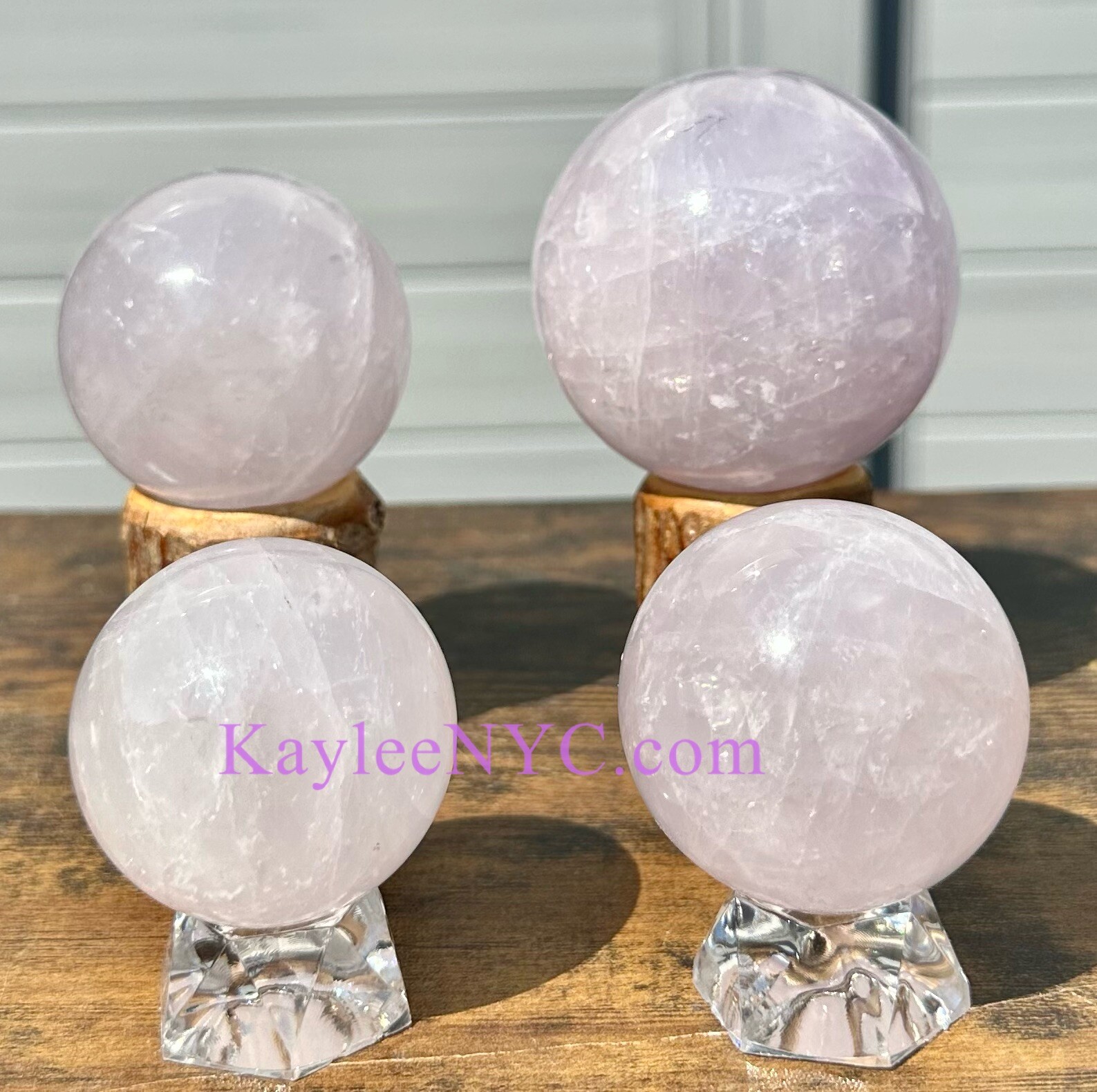 Wholesale Lot 4 pcs Natural Lavender Rose Quartz Sphere Crystal Healing Energy