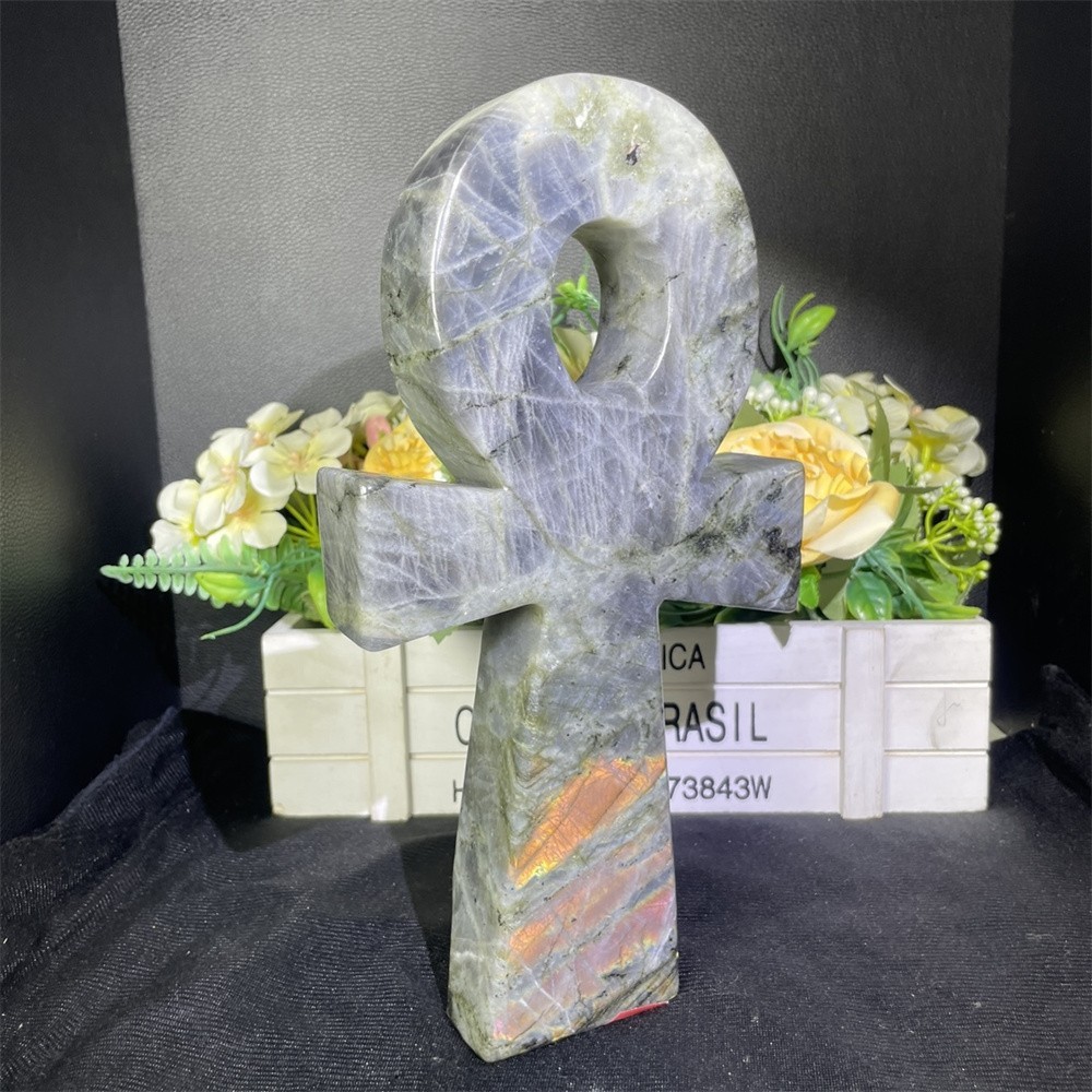 3.6LB 10″ Natural Flash Labradorite Anka Carving Crystal Heal Carved Decor Gift